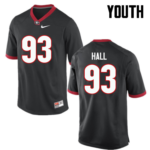 Youth Georgia Bulldogs #93 Carson Hall College Football Jerseys-Black - Click Image to Close
